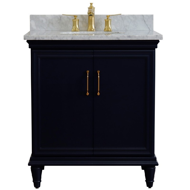BELLATERRA 400800-31-WMO FORLI 31 INCH SINGLE VANITY WITH WHITE CARRARA MARBLE TOP AND OVAL BASIN