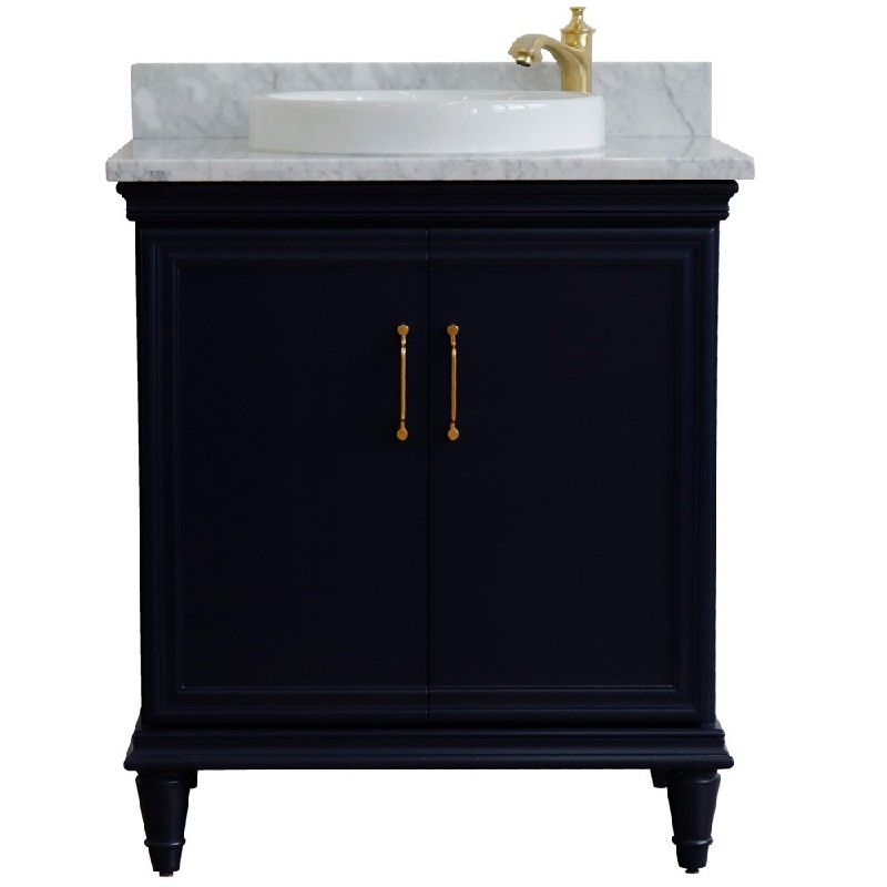 BELLATERRA 400800-31-WMRD FORLI 31 INCH SINGLE VANITY WITH WHITE CARRARA MARBLE TOP AND ROUND BASIN