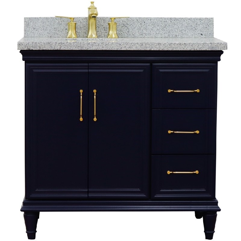 BELLATERRA 400800-37-GYO FORLI 37 INCH SINGLE VANITY WITH GRAY GRANITE TOP AND OVAL BASIN