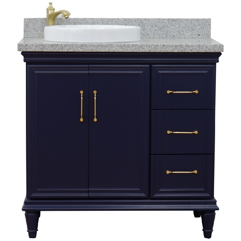 BELLATERRA 400800-37-GYRD FORLI 37 INCH SINGLE VANITY WITH GRAY GRANITE TOP AND ROUND BASIN