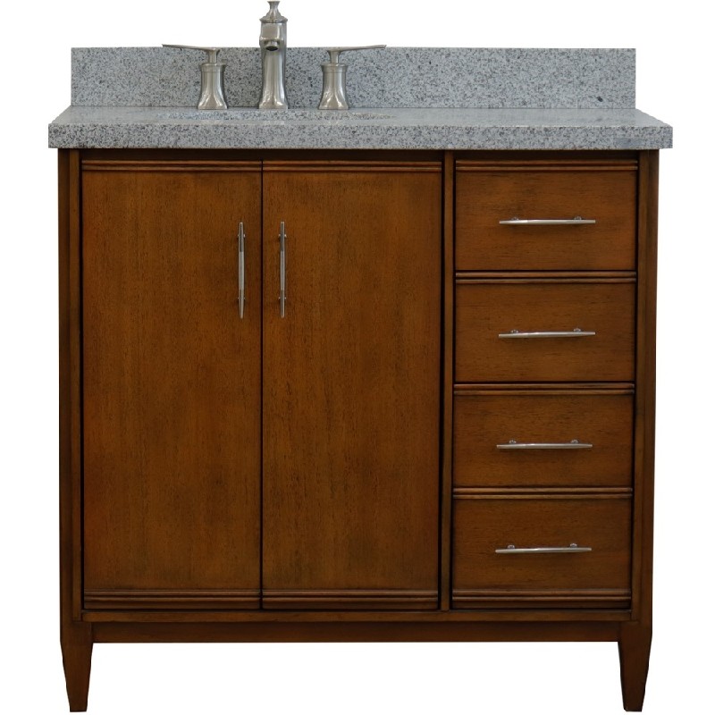 BELLATERRA 400901-37-WA-GYO MCM 37 INCH SINGLE VANITY WITH GRAY GRANITE TOP AND OVAL BASIN