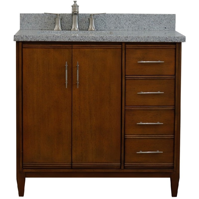 BELLATERRA 400901-37-WA-GYR MCM 37 INCH SINGLE VANITY WITH GRAY GRANITE TOP AND RECTANGULAR BASIN