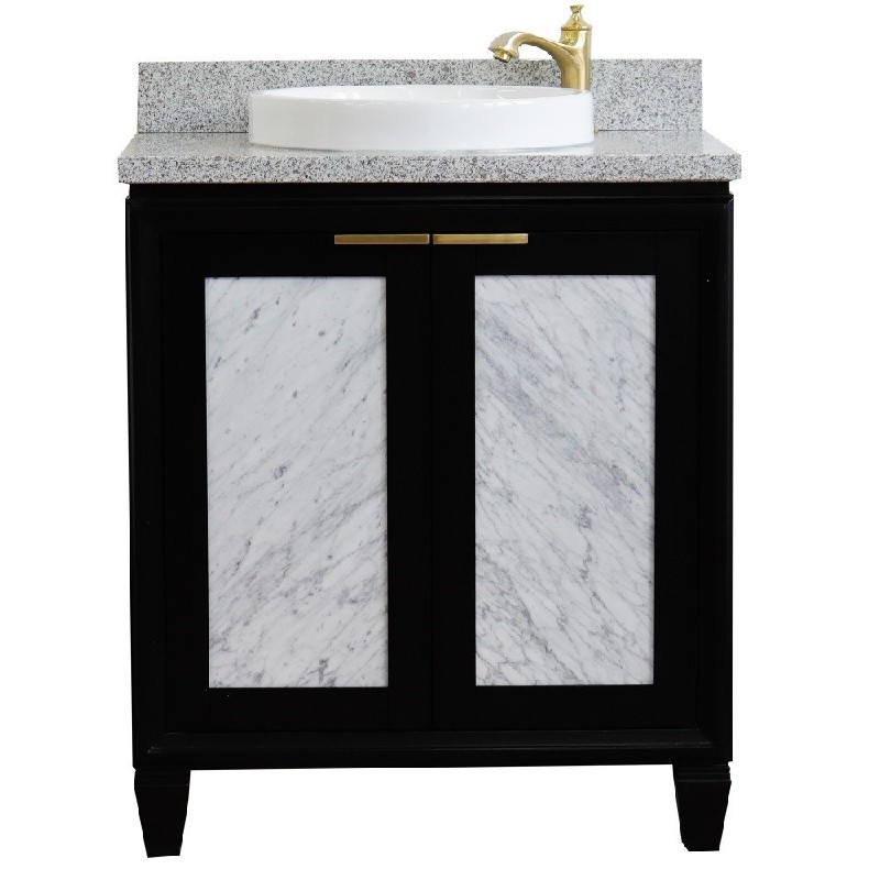 BELLATERRA 400990-31-GYRD TRENTO 31 INCH SINGLE SINK VANITY WITH GRAY GRANITE TOP AND ROUND BASIN