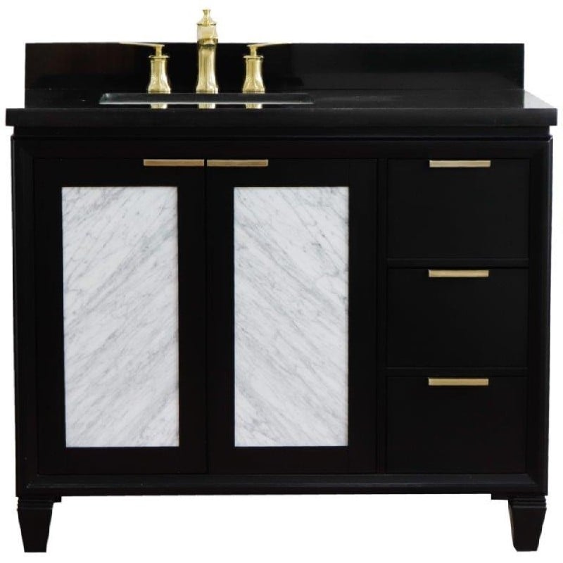 BELLATERRA 400990-43-BGR TRENTO 43 INCH SINGLE VANITY WITH BLACK GALAXY GRANITE TOP AND RECTANGULAR BASIN