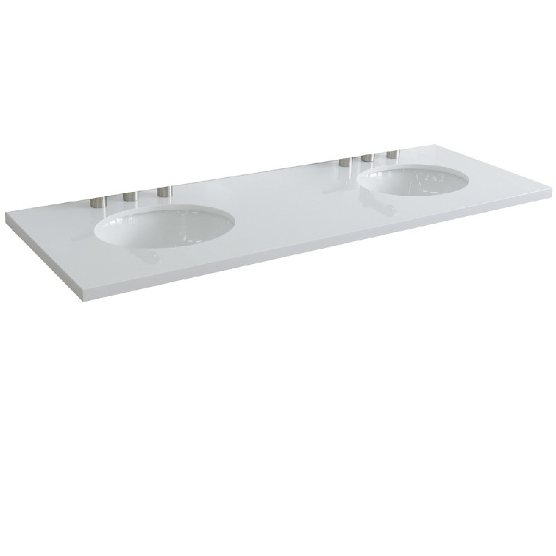 BELLATERRA 430001-61D-WEO 61 INCH WHITE QUARTZ COUNTERTOP WITH DOUBLE OVAL SINK