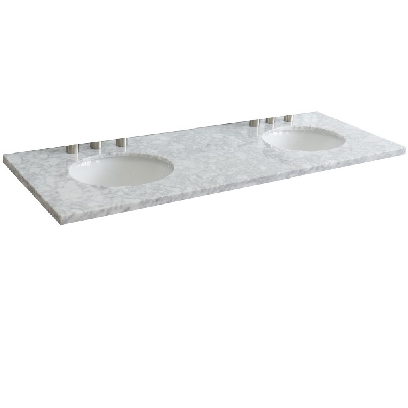 BELLATERRA 430001-61D-WMO 61 INCH WHITE CARRARA COUNTERTOP WITH DOUBLE OVAL SINK