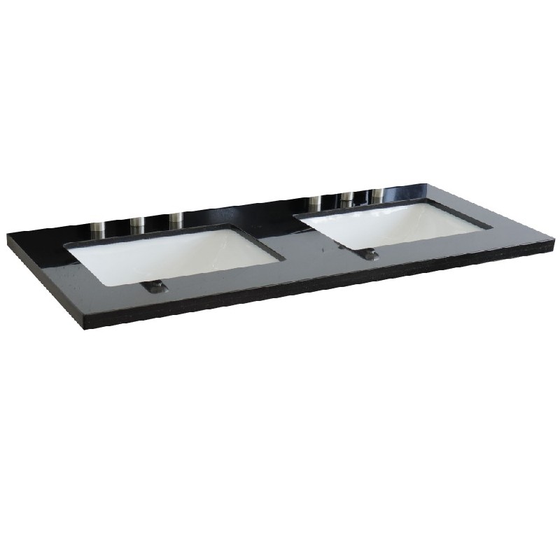 BELLATERRA 430002-49D-BGR 49 INCH BLACK GALAXY COUNTERTOP WITH DOUBLE RECTANGLE SINK