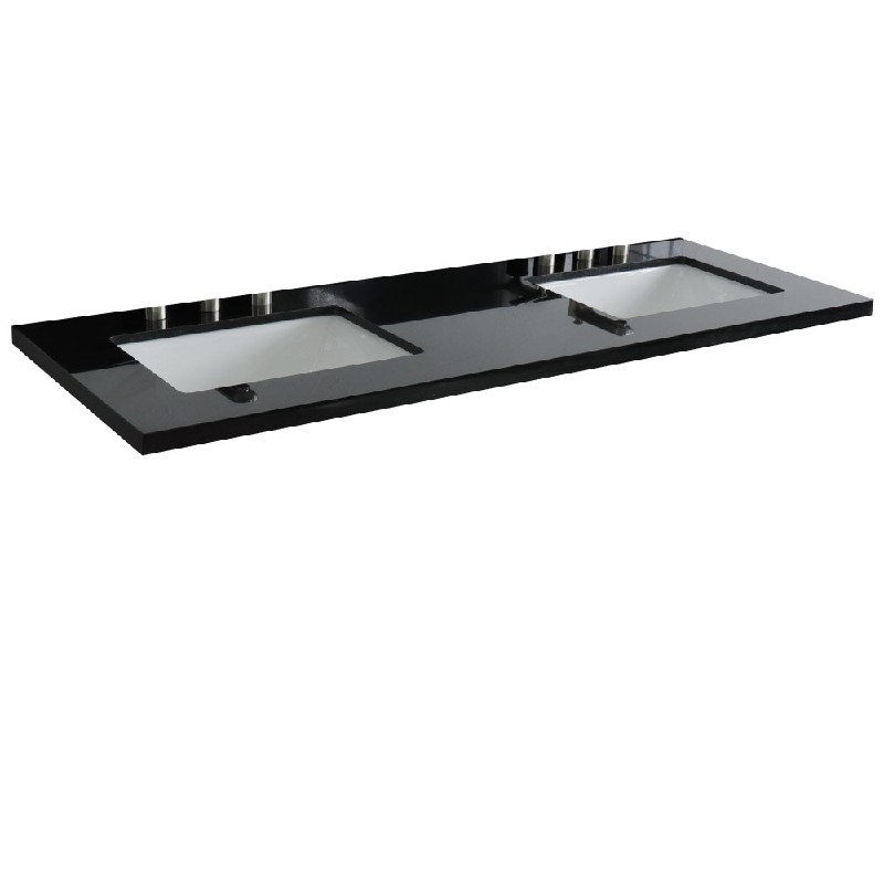 BELLATERRA 430002-61D-BGR 61 INCH BLACK GALAXY COUNTERTOP WITH DOUBLE RECTANGLE SINK