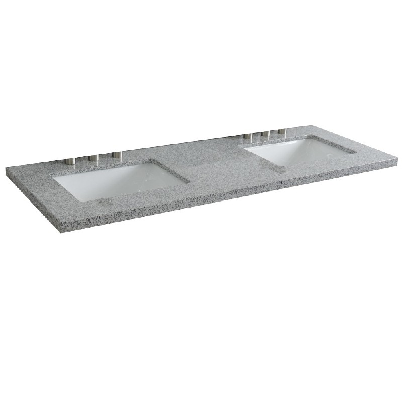 BELLATERRA 430002-61D-GYR 61 INCH GRAY GRANITE COUNTERTOP WITH DOUBLE RECTANGLE SINK