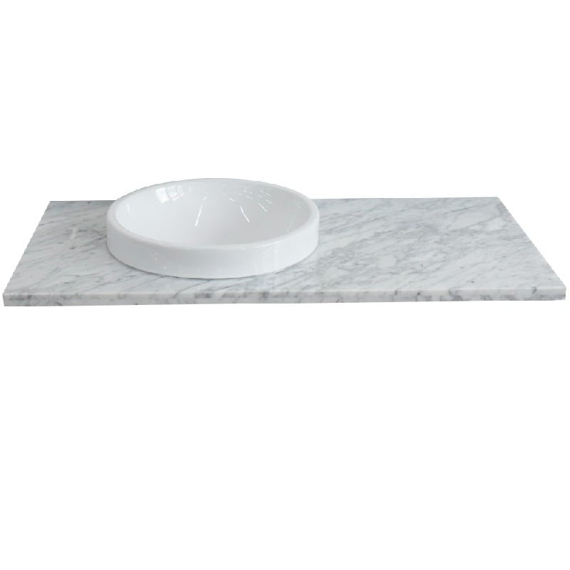 BELLATERRA 430003-43-WMRD 43 INCH WHITE CARRARA COUNTERTOP WITH SINGLE ROUND SINK