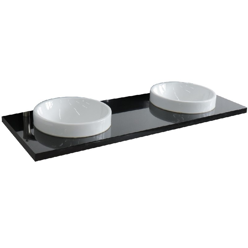BELLATERRA 430003-61D-BGRD 61 INCH BLACK GALAXY COUNTERTOP WITH DOUBLE ROUND SINK