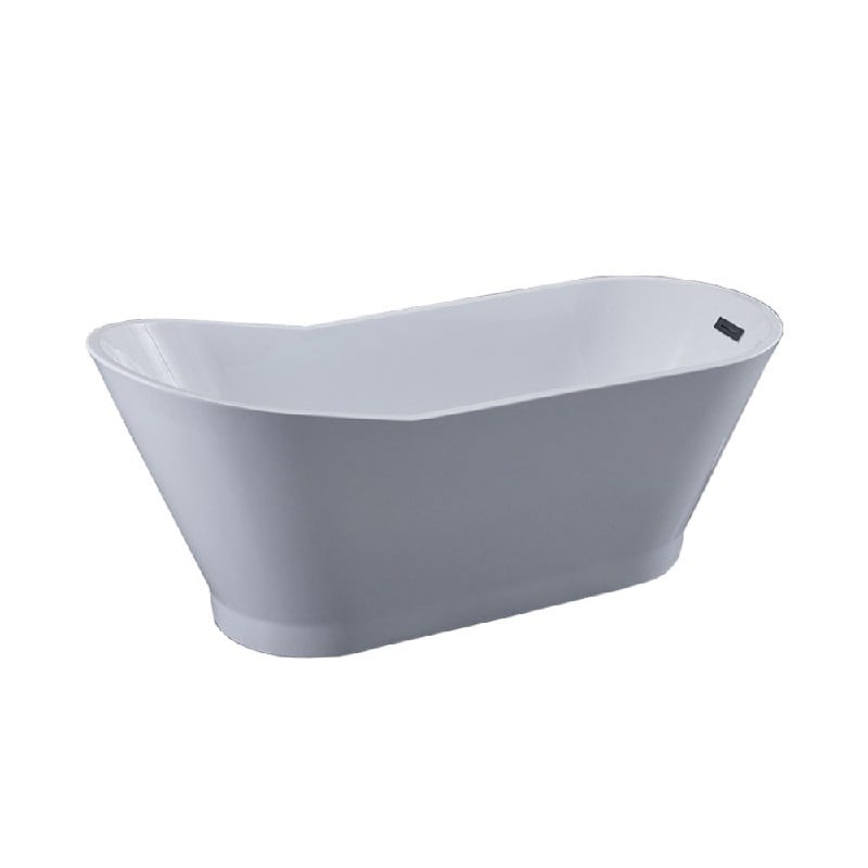 BELLATERRA BA7529 MELUN 66 7/8 INCH ACRYLIC FREESTANDING OVAL SOAKER BATHTUB WITH OVERFLOW DRAIN - WHITE