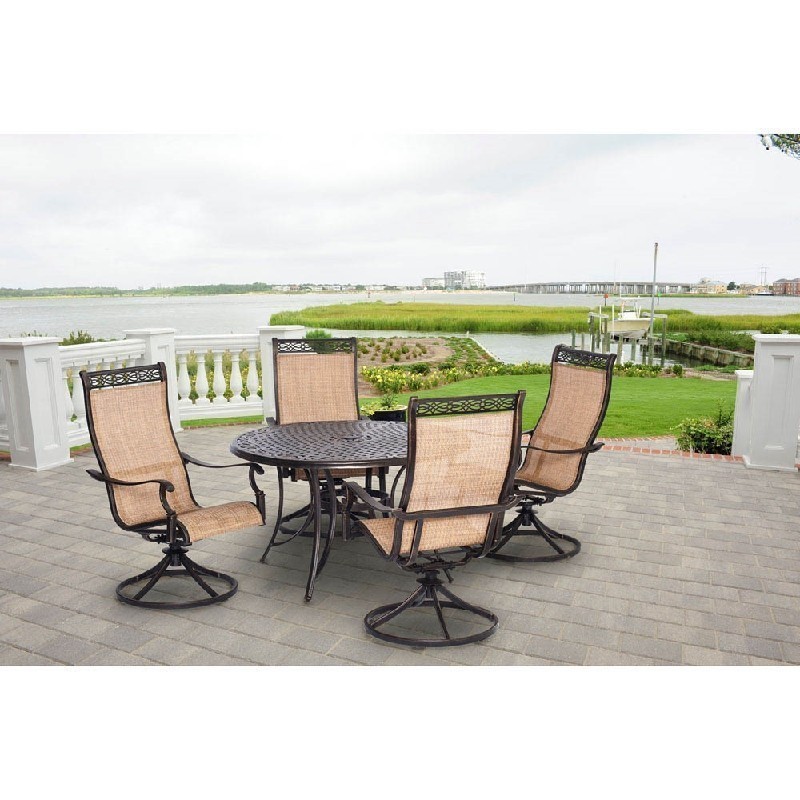HANOVER MANDN5PCSW-4 MANOR 5-PIECE OUTDOOR DINING SET WITH FOUR SWIVEL ROCKERS