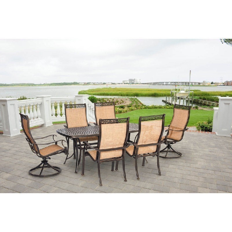 HANOVER MANDN7PCSW-2 MANOR 7-PIECE OUTDOOR DINING SET WITH TWO SWIVEL ROCKERS