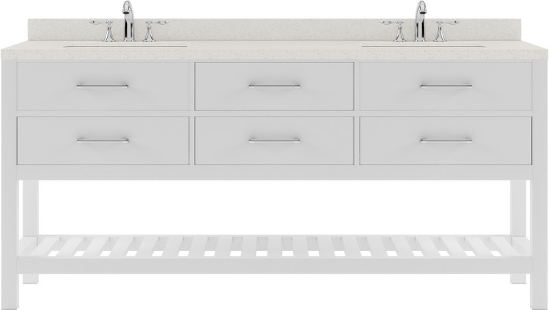 VIRTU USA MD-2272-DWQ-WH-NM CAROLINE ESTATE 72 INCH DOUBLE BATH VANITY IN WHITE WITH WHITE QUARTZ TOP AND SINKS WITHOUT FAUCET