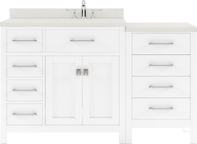 VIRTU USA MS-2157L-DWQ-WH-NM CAROLINE PARKWAY 57 INCH SINGLE BATH VANITY IN WHITE WITH WHITE QUARTZ TOP AND SINK WITHOUT FAUCET
