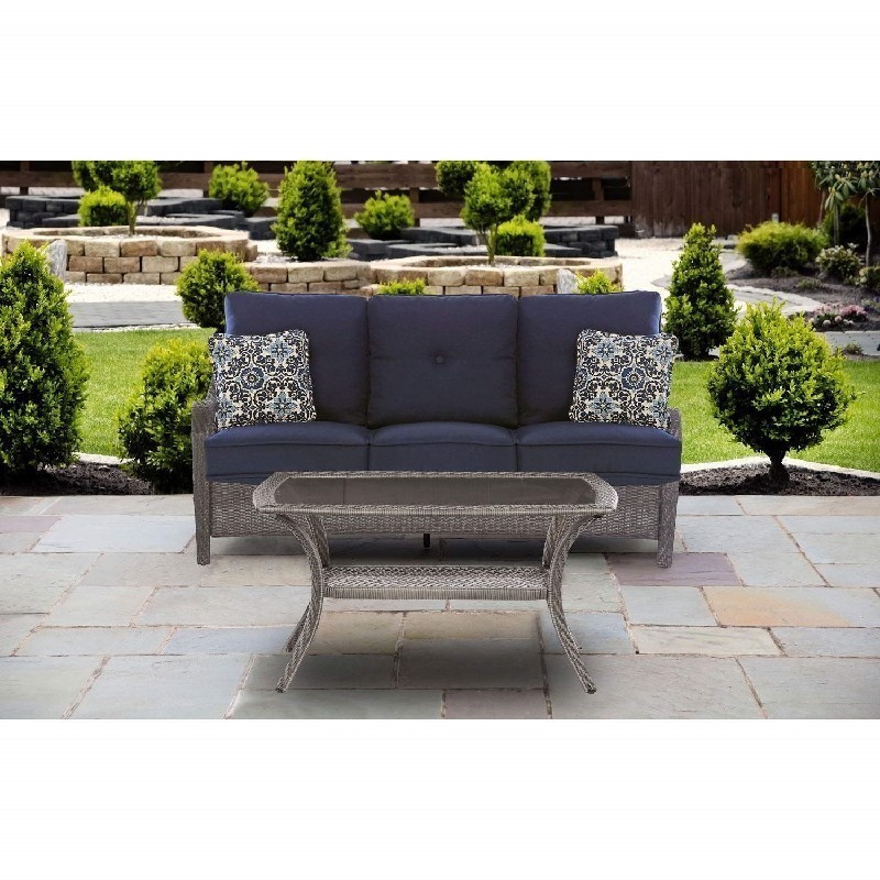 HANOVER ORLEANS2PC-G-NVY ORLEANS 2-PIECE PATIO SET IN NAVY BLUE WITH GRAY WEAVE