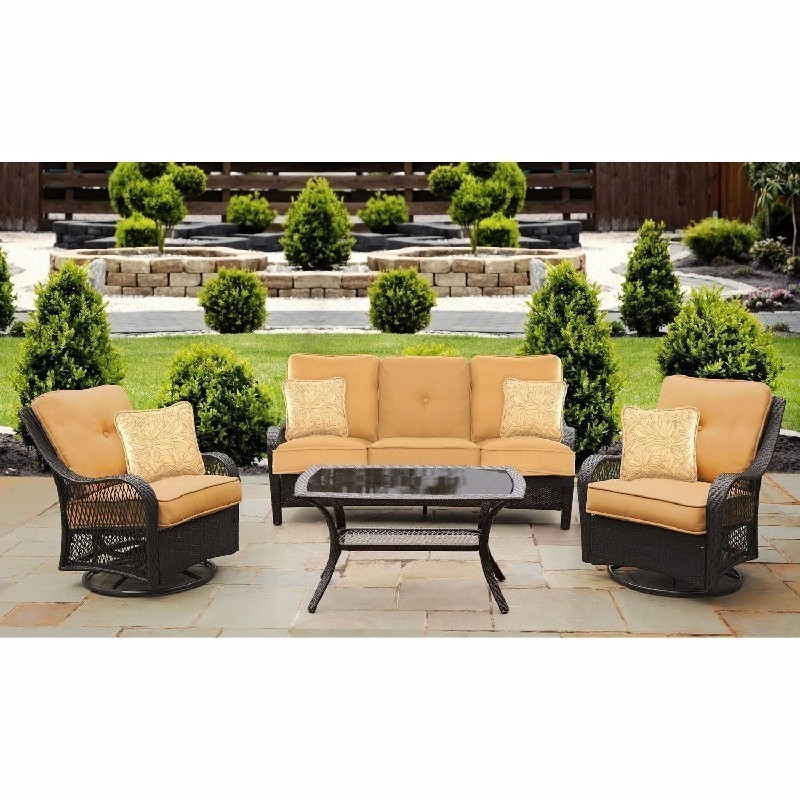 HANOVER ORLEANS4PCSW-B ORLEANS 4-PIECE ALL-WEATHER PATIO SET