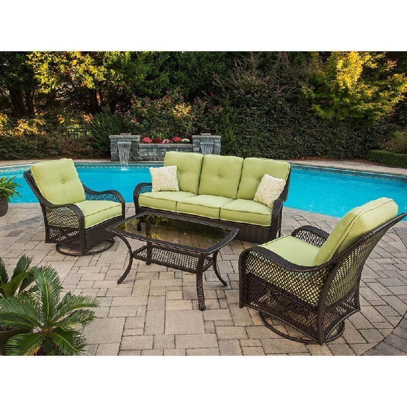 HANOVER ORLEANS4PCSW ORLEANS 4-PIECE ALL-WEATHER PATIO SET - AVOCADO GREEN