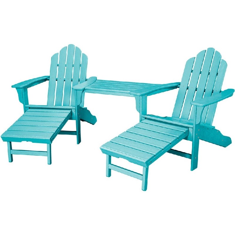 HANOVER RIO3PC-OTT RIO 3-PIECE ALL-WEATHER CHAT SET WITH TWO TETE-A-TETE ADIRONDACK CHAIRS AND TETE-A-TETE TABLE