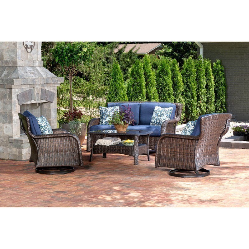 HANOVER STRATH4PCSW-LS-NVY STRATHMERE 4-PIECE LOUNGE SET - NAVY BLUE