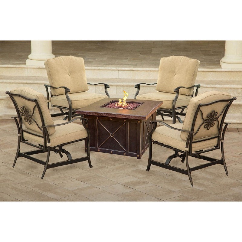 HANOVER SUMMRNGHT5P SUMMER NIGHTS 5-PIECE METAL FRAME PATIO CONVERSATION SET WITH CUSHIONS