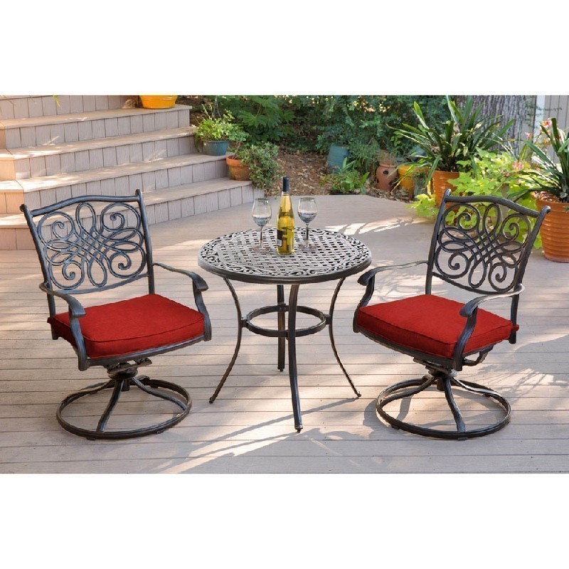 HANOVER TRADDN3PCSW TRADITIONS 3-PIECE BISTRO SET WITH 32 INCH CAST TOP TABLE