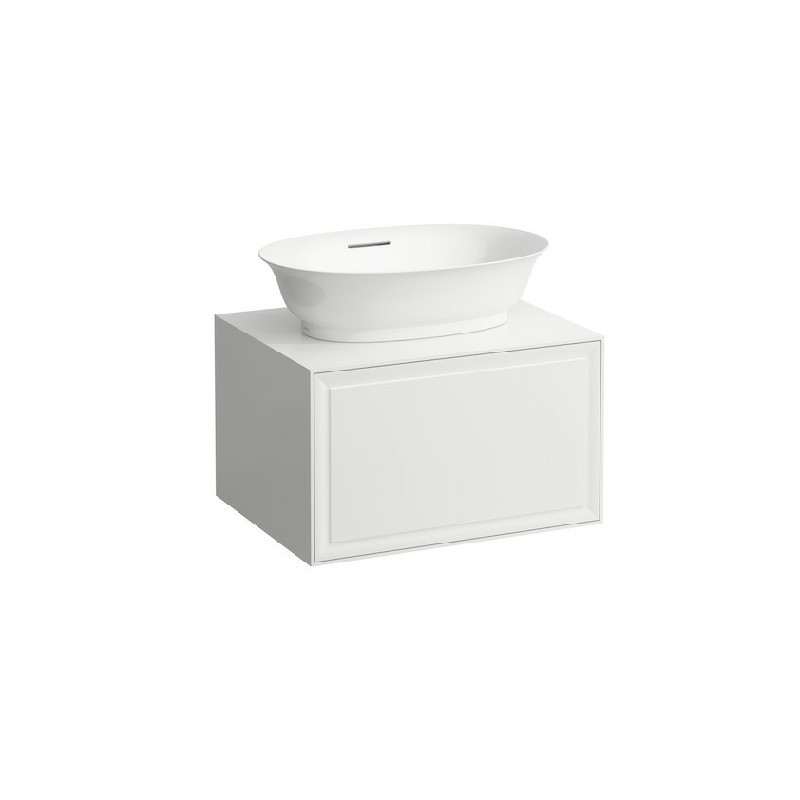 LAUFEN H4060010851 THE NEW CLASSIC 22 5/8 INCH WALL MOUNT ONE DRAWER ELEMENT 600 WITH CENTRE CUT-OUT BOWL WASHBASIN
