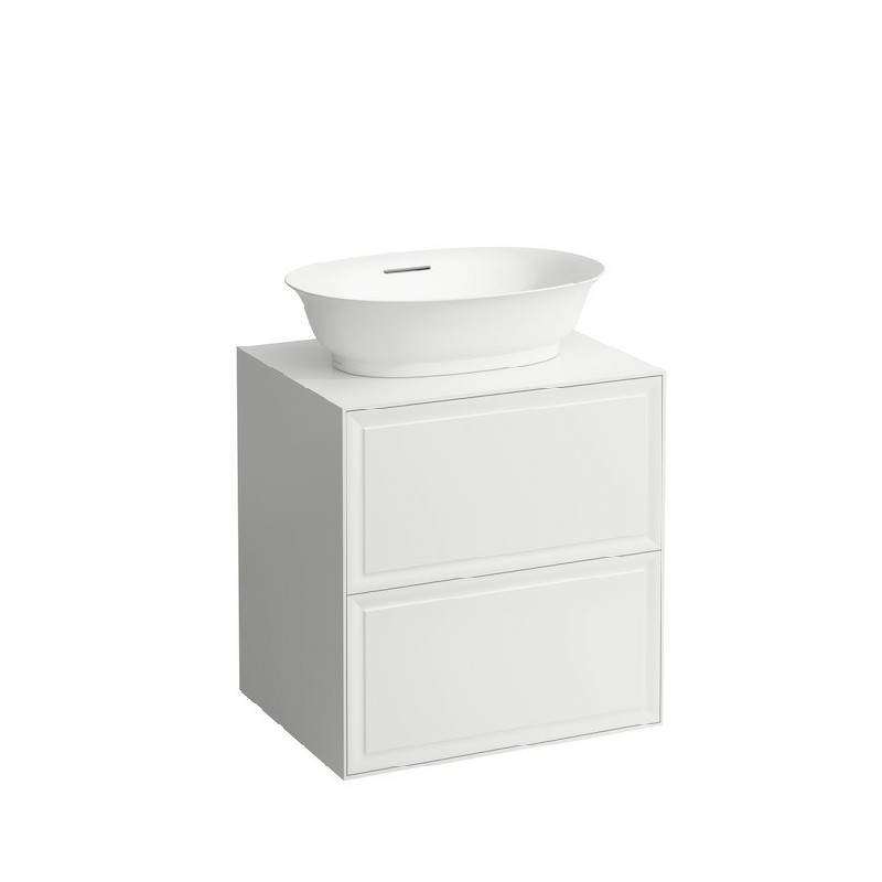 LAUFEN H4060020851 THE NEW CLASSIC 22 5/8 INCH WALL MOUNT TWO DRAWER ELEMENT 600 WITH BOWL WASHBASIN