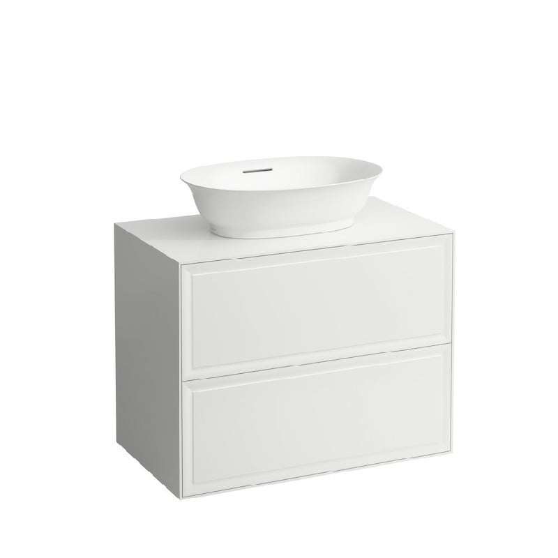 LAUFEN H4060120851 THE NEW CLASSIC 30 1/2 INCH WALL MOUNT TWO DRAWER ELEMENT 800 WITH BOWL WASHBASIN