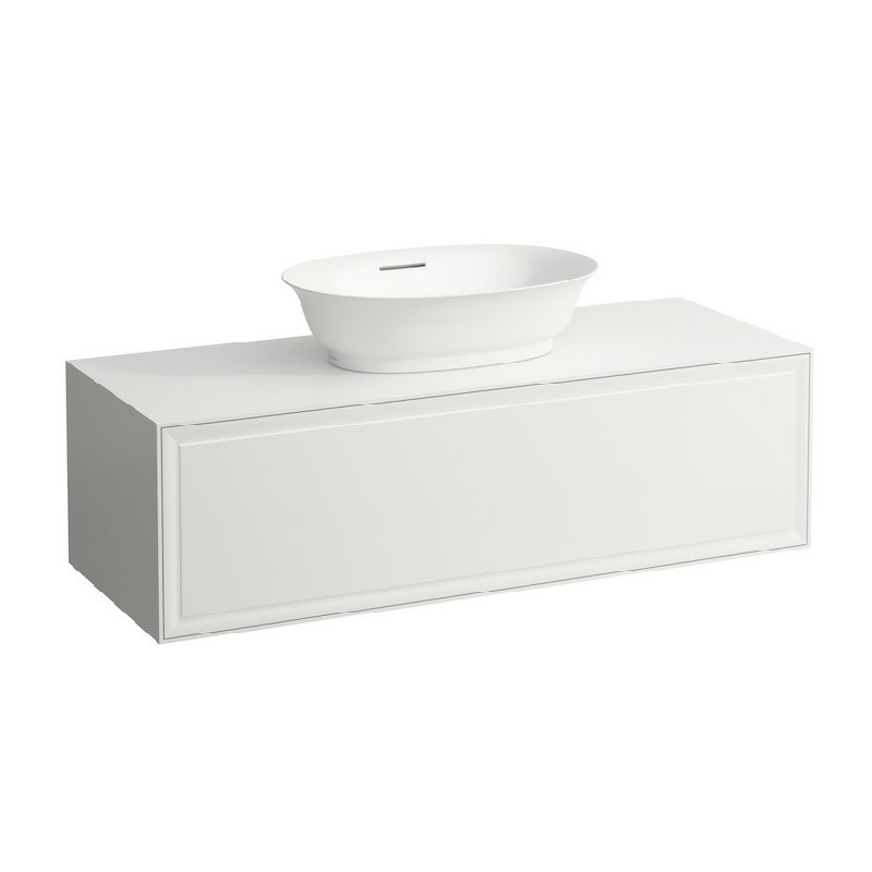 LAUFEN H4060210851 THE NEW CLASSIC 46 1/4 INCH WALL MOUNT ONE DRAWER ELEMENT 1200 WITH CENTRE CUT-OUT BOWL WASHBASIN
