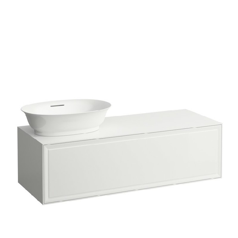 LAUFEN H4060810851 THE NEW CLASSIC 46 1/4 INCH WALL MOUNT ONE DRAWER ELEMENT 1200 WITH CUT-OUT LEFT BOWL WASHBASIN