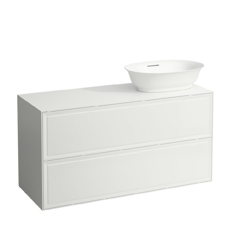 LAUFEN H4060840851 THE NEW CLASSIC 46 1/4 INCH WALL MOUNT TWO DRAWER ELEMENT 1200 WITH CUT-OUT RIGHT BOWL WASHBASIN