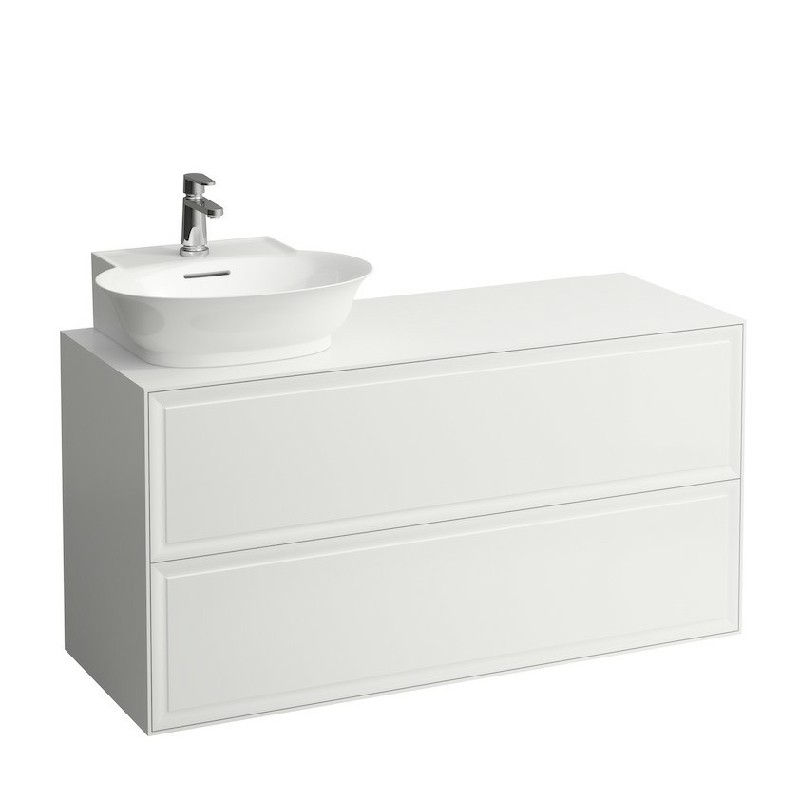 LAUFEN H4060870851 THE NEW CLASSIC 46 1/4 INCH TWO DRAWER ELEMENT WITH CUT-OUT LEFT SMALL WASHBASIN