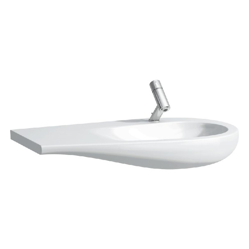 LAUFEN H814976400U ILBAGNOALESSI ONE 35 3/8 INCH OVAL WALL MOUNT WASHBASIN WITH CONCEALED OVERFLOW AND CERAMIC WASTE COVER