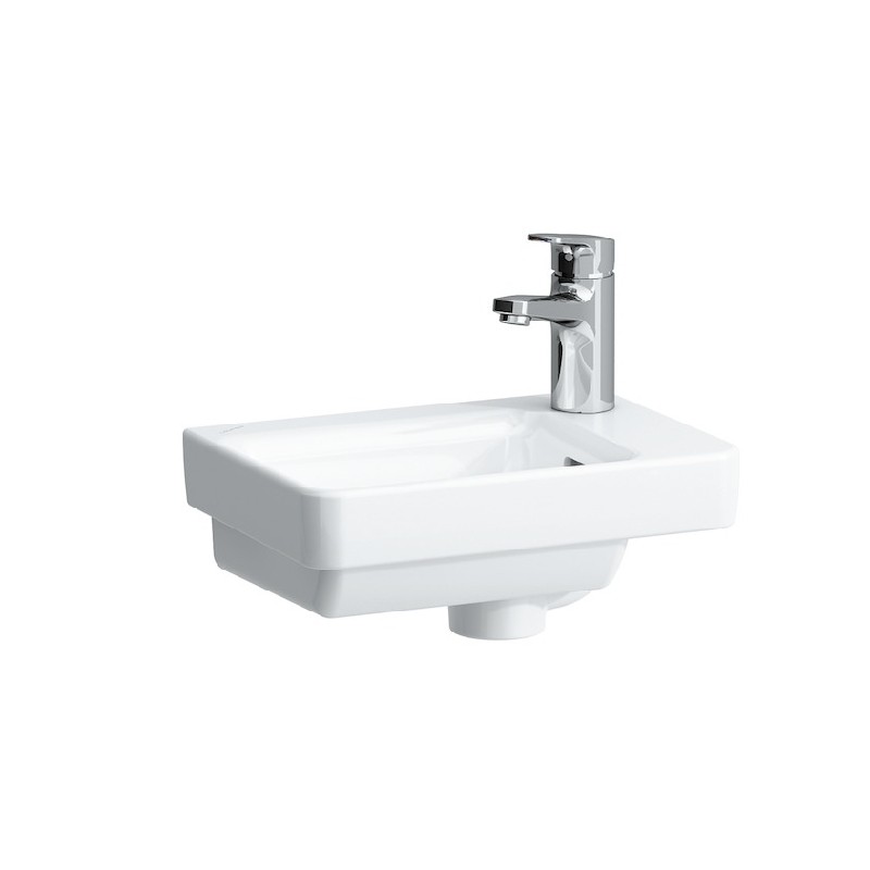 LAUFEN H815960000U LAUFEN PRO S 14 1/4 INCH WALL MOUNT SMALL RECTANGULAR WASHBASIN WITH OVERFLOW AND TAP BANK RIGHT
