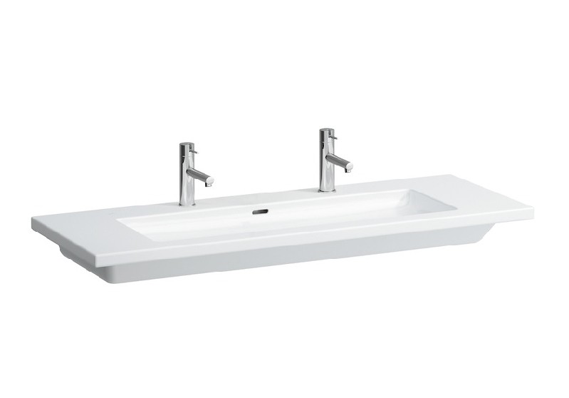 LAUFEN H816436000U LIVING 51 1/4 INCH WALL MOUNT RECTANGULAR DOUBLE WASHBASIN WITH OVERFLOW