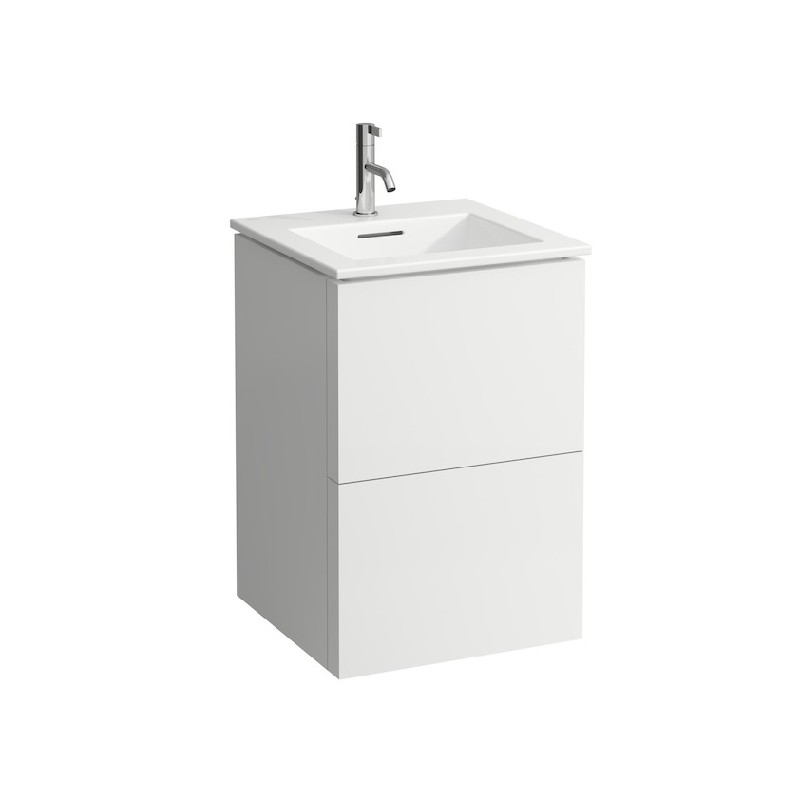 LAUFEN H860331104U KARTELL 19 3/4 INCH WALL MOUNT SQUARE WASHBASIN WITH VANITY UNIT AND 2 DRAWERS