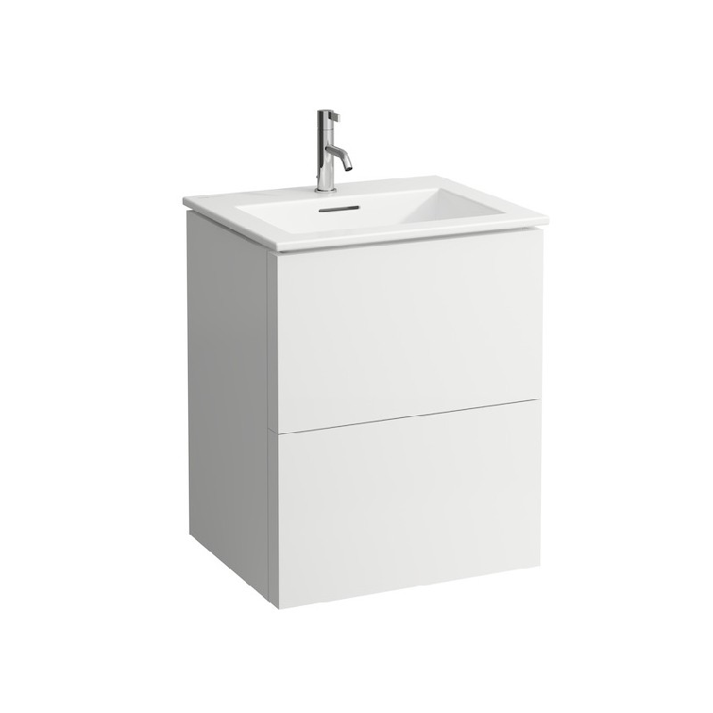 LAUFEN H860333104U KARTELL 23 5/8 INCH WALL MOUNT RECTANGULAR WASHBASIN WITH VANITY UNIT AND 2 DRAWERS