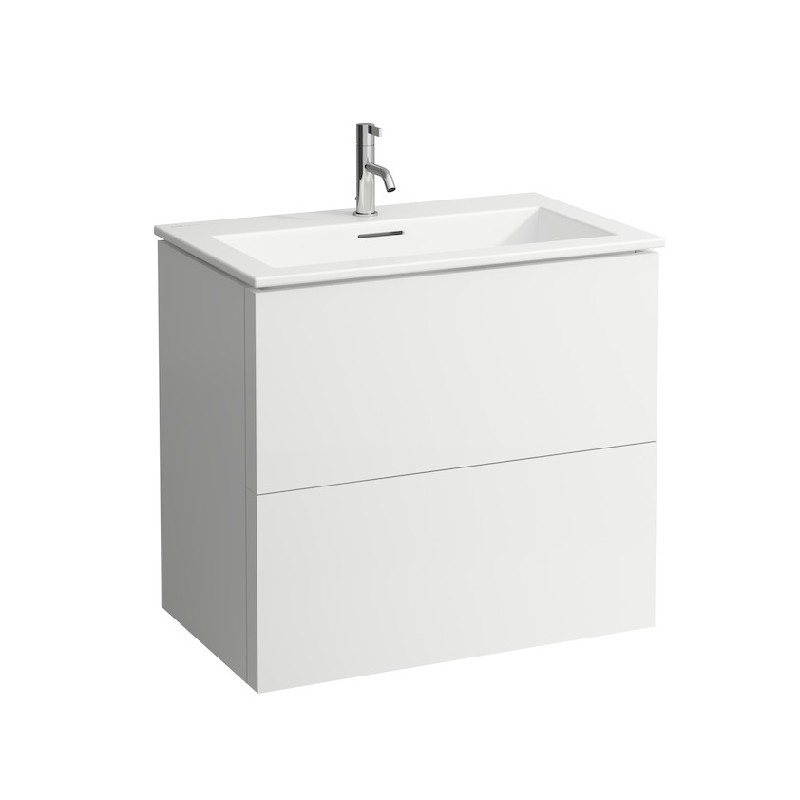 LAUFEN H860335104U KARTELL 31 1/2 INCH WALL MOUNT RECTANGULAR WASHBASIN WITH VANITY UNIT AND 2 DRAWERS