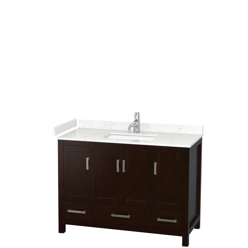 WYNDHAM COLLECTION WCS141448SESC2UNSMXX SHEFFIELD 48 INCH SINGLE BATHROOM VANITY IN ESPRESSO WITH CARRARA CULTURED MARBLE COUNTERTOP AND UNDERMOUNT SQUARE SINK
