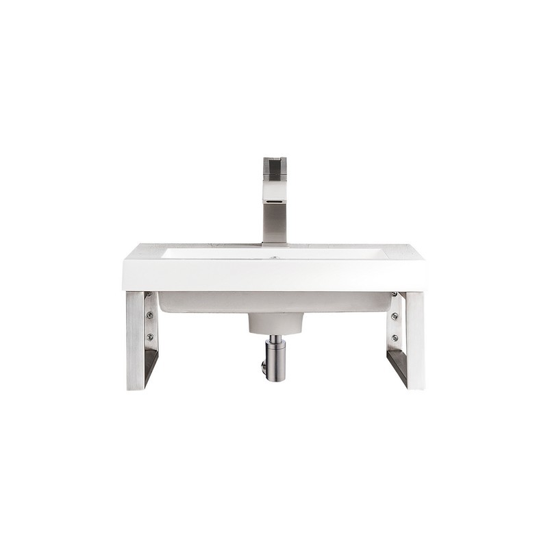 JAMES MARTIN 055BK16BNK20WG2 TWO BOSTON 15 1/4 INCH WALL BRACKETS IN BRUSHED NICKEL WITH 20 INCH WHITE GLOSSY COMPOSITE COUNTERTOP