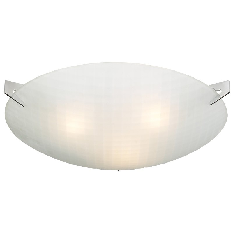 PLC LIGHTING 12146 PC CONTEMPO 17 INCH 60W CHECKERED GLASS 3-LIGHT DIMMABLE CEILING LIGHT - POLISHED CHROME