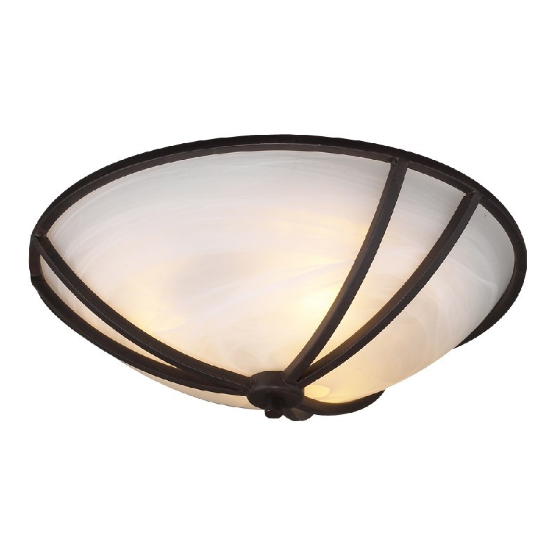 PLC LIGHTING 14864 ORB HIGHLAND 21 INCH 60W MARBLEIZED GLASS 3-LIGHT DIMMABLE CEILING LIGHT - OIL RUBBED BRONZE