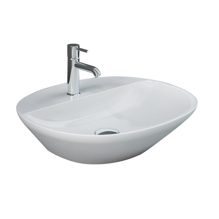 BARCLAY 5-521WH VARIANT 19 3/4 INCH SINGLE BASIN ABOVE COUNTER BATHROOM SINK WITH FAUCET HOLE - WHITE