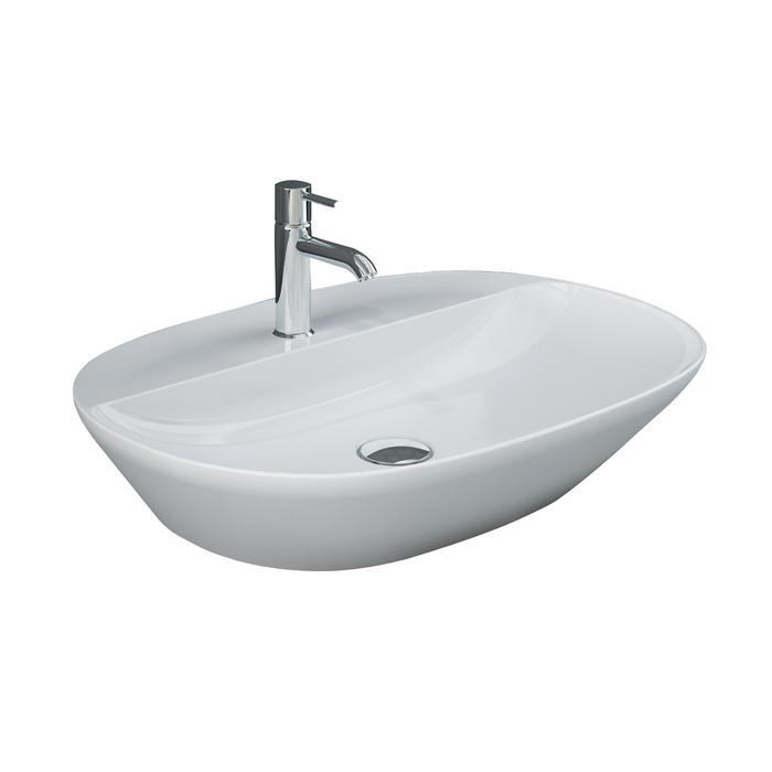 BARCLAY 5-531WH VARIANT 23 5/8 INCH LARGE SINGLE BASIN ABOVE COUNTER BATHROOM SINK WITH FAUCET HOLE - WHITE