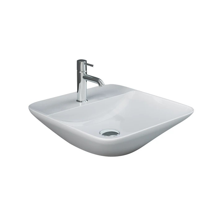 BARCLAY 5-541WH VARIANT 16 1/2 INCH SINGLE BASIN ABOVE COUNTER BATHROOM SINK WITH FAUCET HOLE - WHITE