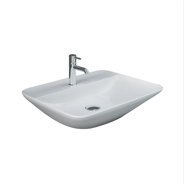 BARCLAY 5-551WH VARIANT 21 5/8 INCH SINGLE BASIN ABOVE COUNTER BATHROOM SINK WITH FAUCET HOLE - WHITE