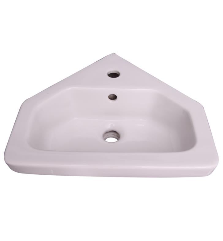 BARCLAY B/3-1091WH RESORT 17 3/4 INCH SINGLE BASIN WALL MOUNT CORNER BATHROOM SINK ONLY - WHITE