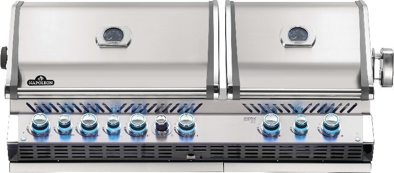 NAPOLEON BIPRO825RBISS-3 PRESTIGE PRO 825 56 INCH BUILT-IN STAINLESS STEEL GAS GRILL WITH INFRARED BOTTOM AND REAR BURNERS